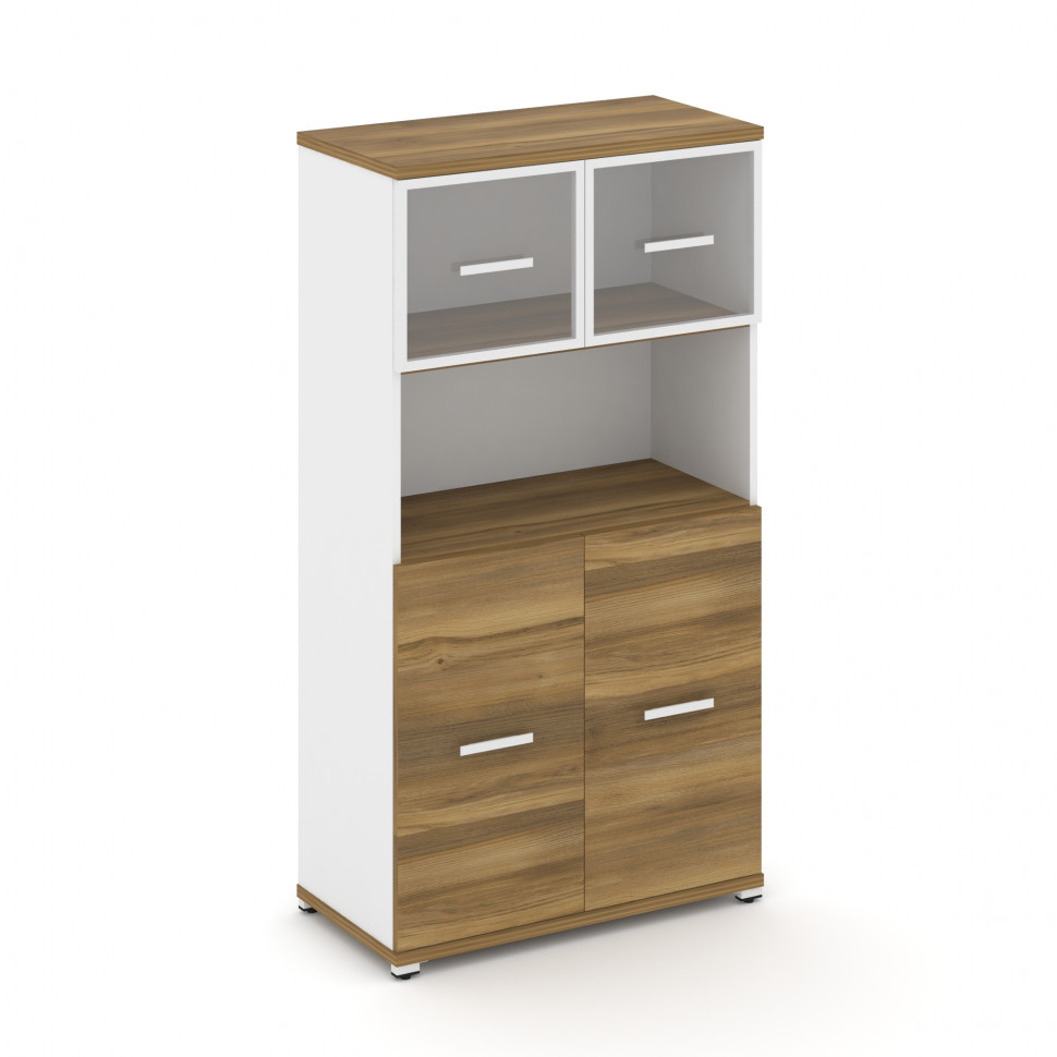 Concept Шкаф 1 широкая секция, 4 ниши CN.STS-415 RPW W Сандал Янтарный/Белый Бриллиант/Металл Белый/