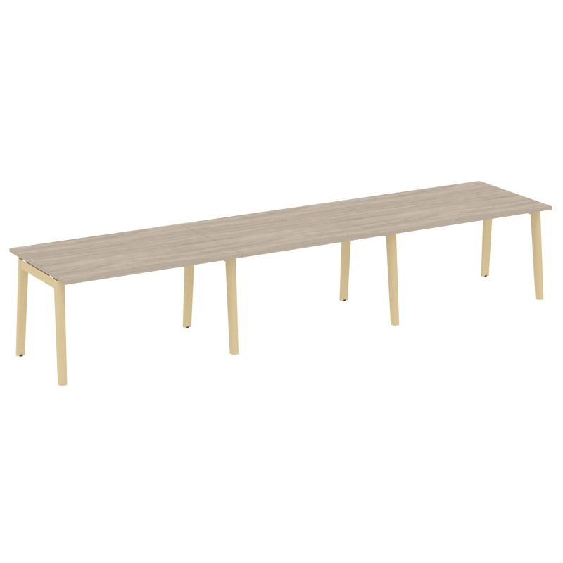 Onix Wood Стол переговорный (3 столешницы) OW.PRG-3.3 Дуб Аттик/Дуб Светлый/Металл Белый 4140*980*75