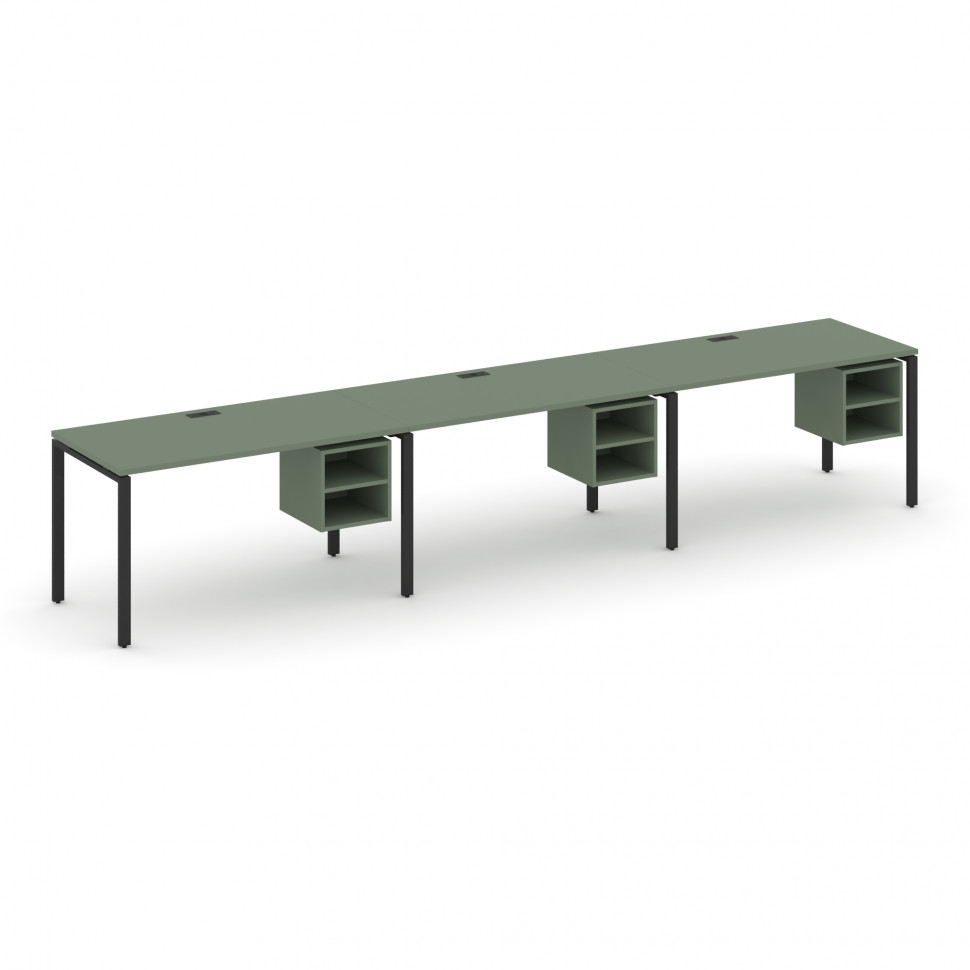 Concept Рабочая станция односторонняя с подвес. тумбами 3 места CN.ORS-126 Кобо/Металл Черный 3540*7