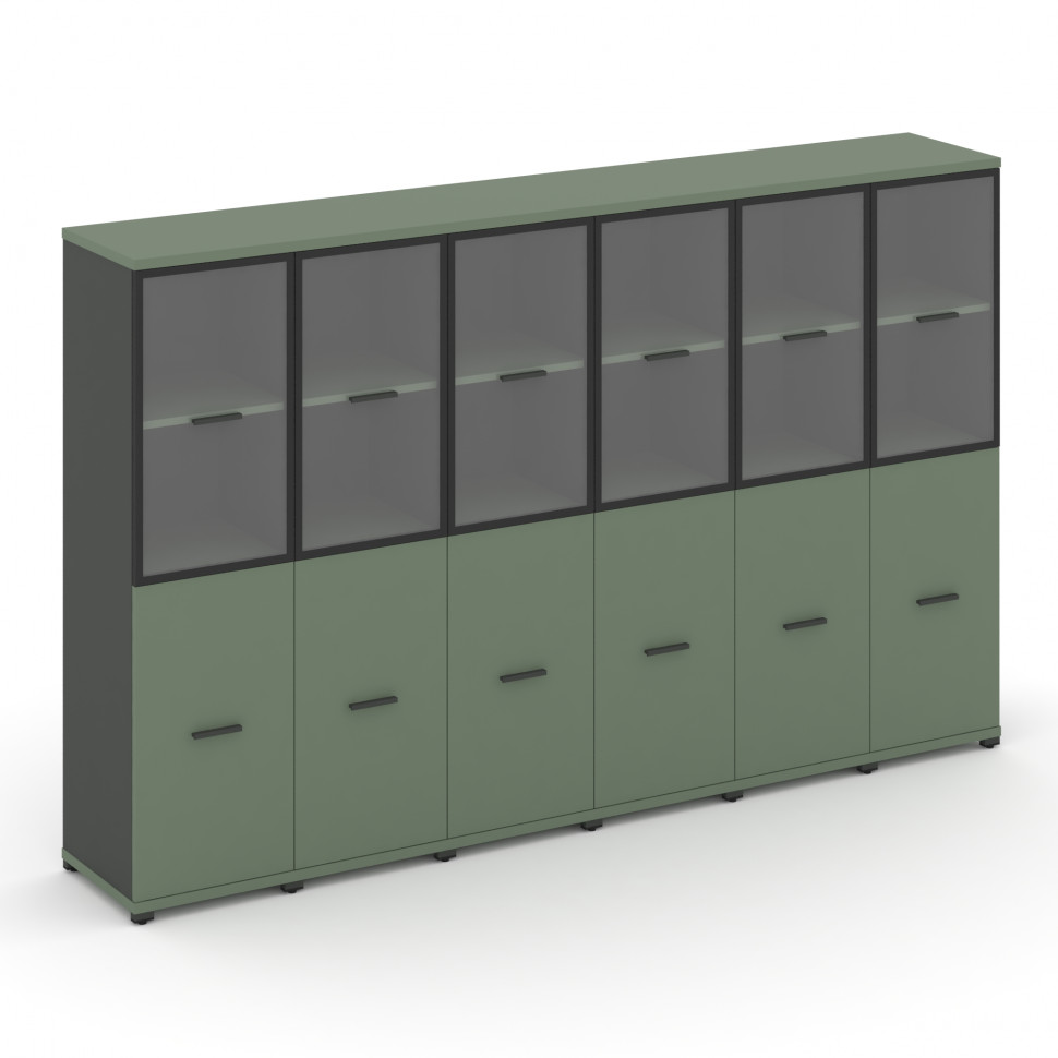 Concept Шкаф 6 узких секций, 4 ниши CN.STU-462 RPB A Кобо/Антрацит/Металл Антрацит/Прозрачный 2500*4