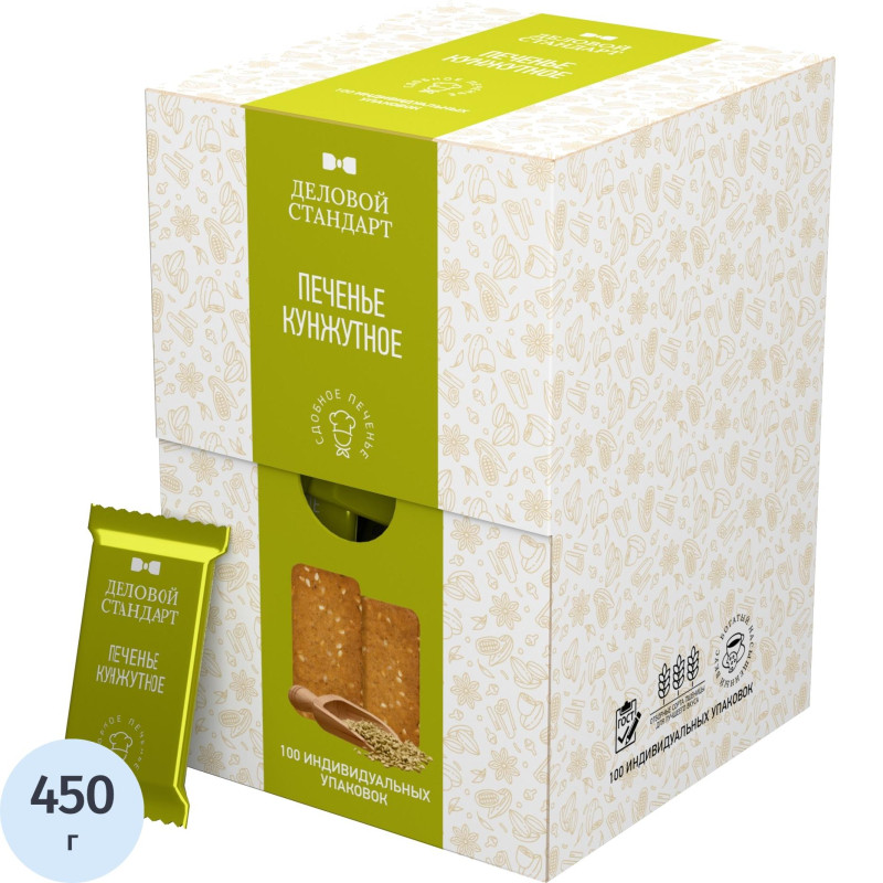 Печенье Деловой стандарт Кунжутное (инд.упаковка), 4,5гх100шт/уп