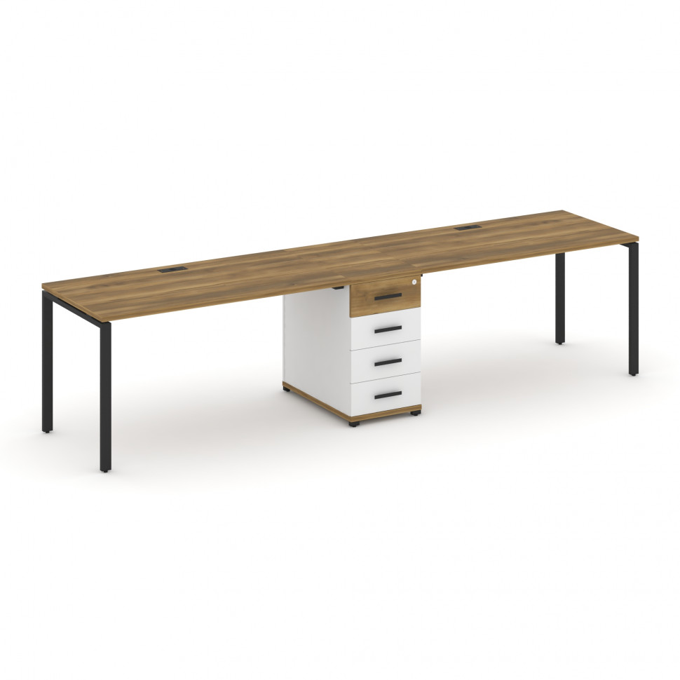 Concept Рабочая станция 2 места с 1 опорной тумбой CN.ORS-403 B Сандал Янтарный/Белый Бриллиант/Мета