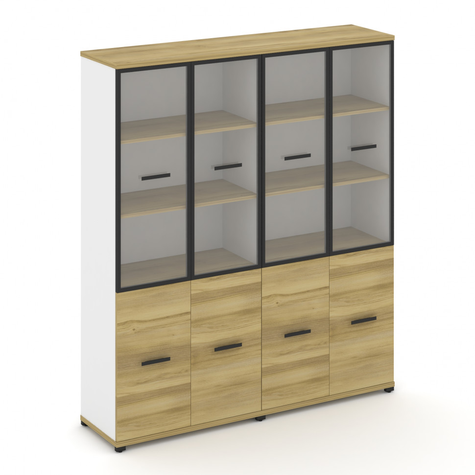 Concept Шкаф 2 широкие секции, 5 ниш CN.STS-522 RPB B Дуб Винченцо/Белый Бриллиант/Металл Черный/Про