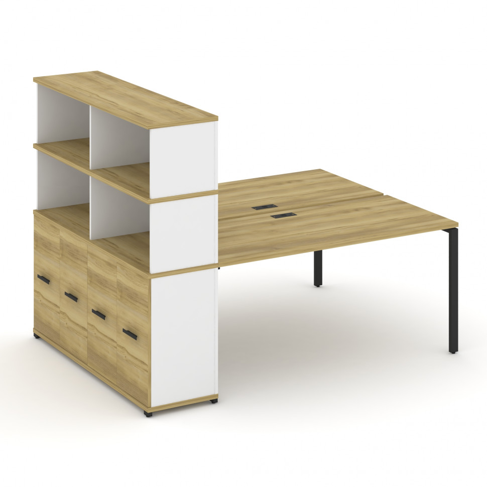 Concept Рабочая станция с опорным распаш. шкафом с надставкой выс. CN.DRS-232 B Дуб Винченцо/Белый Б