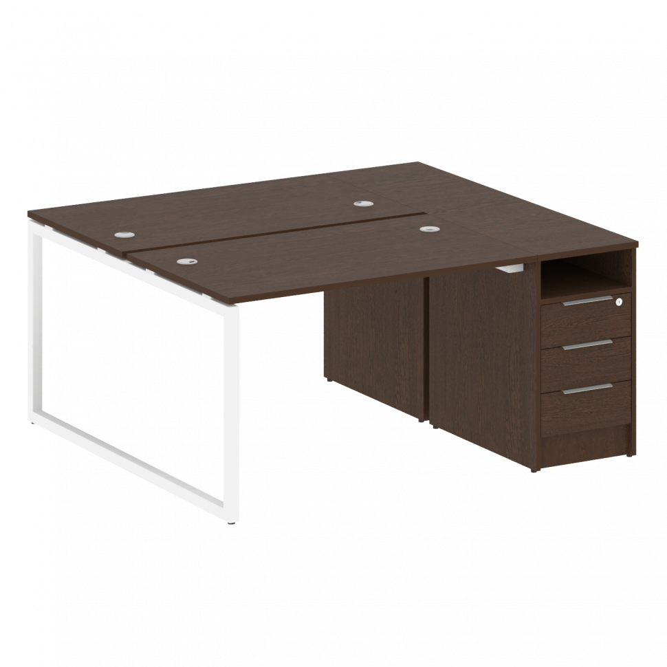 Metal System Quattro Рабочая станция с тумбой на О-образном м/к 40БО.РС-СТП-2.2 Венге Цаво/Металл Бе