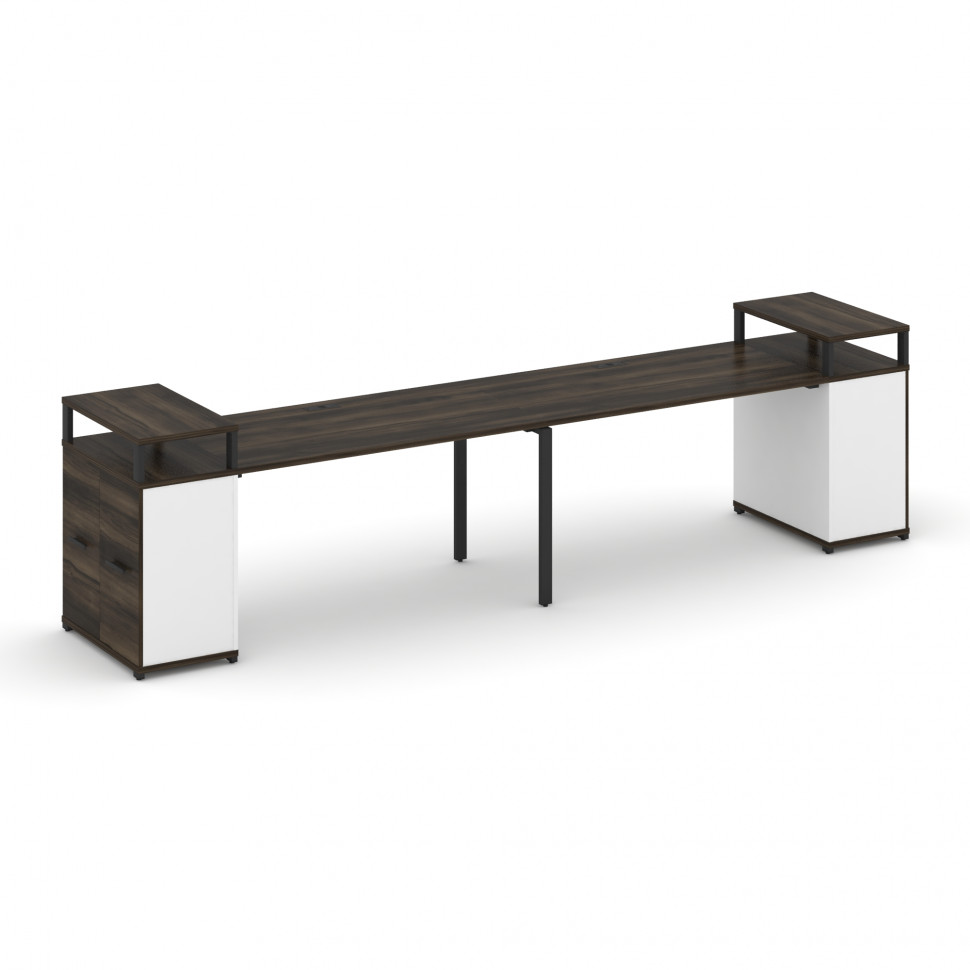 Concept Рабочая станция с опорными распаш. шкафами с верх. горизонтами  CN.ORS-223 B Дуб Мали/Белый