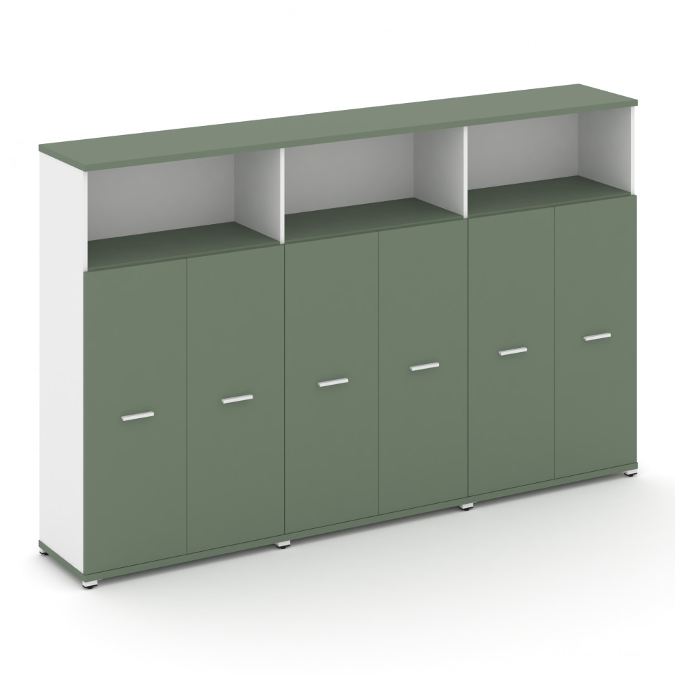 Concept Шкаф 3 широкие секции, 4 ниши CN.STS-433 W Кобо/Белый Бриллиант/Металл Белый 2500*420*1554