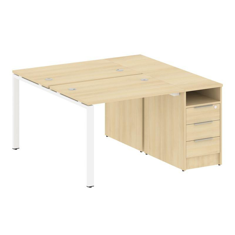 Metal System Рабочая станция с тумбой на П-образном м/к БП.РС-СТП-2.1 Акация Лорка/Металл Белый 1412