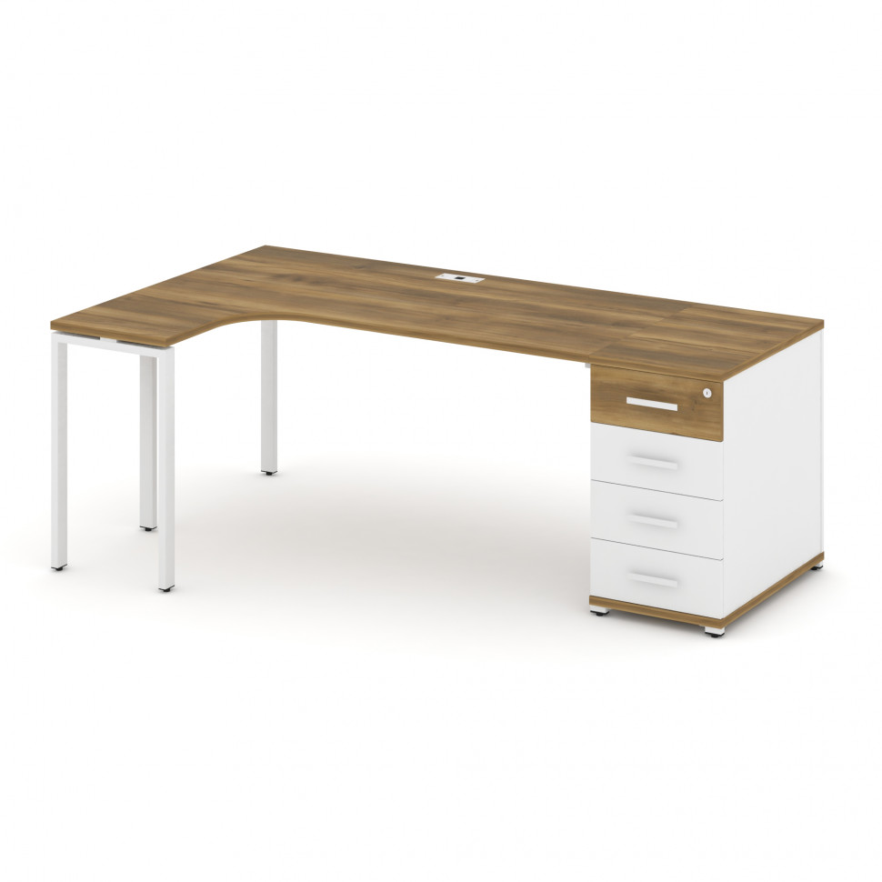 Concept Стол эргономичный CN.SA-402(L) W Сандал Янтарный/Белый Бриллиант/Металл Белый 2000*1180*750