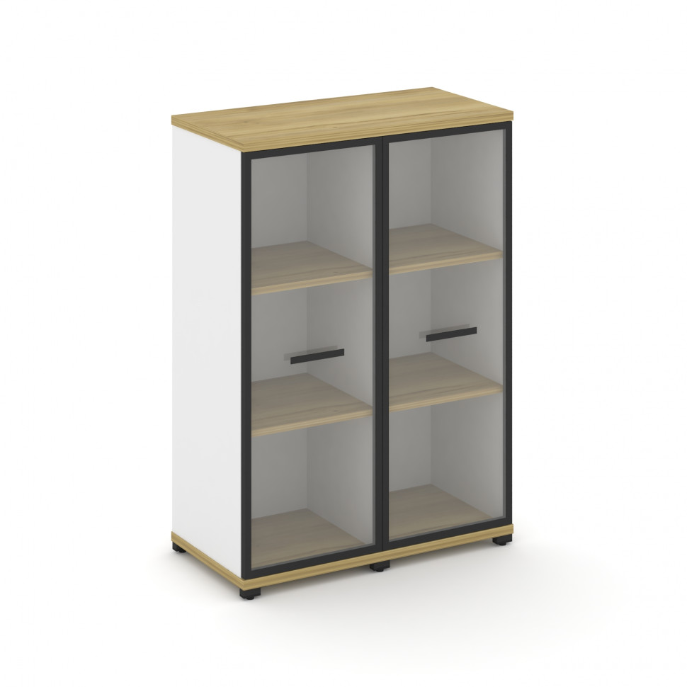 Concept Шкаф 2 узкие секции, 3 ниши CN.STU-326 RPB B Дуб Винченцо/Белый Бриллиант/Металл Черный/Проз