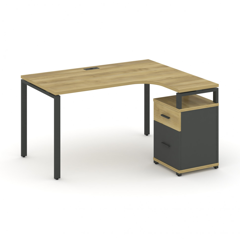 Concept Стол эргономичный с опорной тумбой CN.SA-306(R) A Дуб Винченцо/Антрацит/Металл Антрацит 1380 Concept Стол эргономичный с опорной тумбой CN.SA-306(R) A Дуб Винченцо/Антрацит/Металл Антрацит 1380