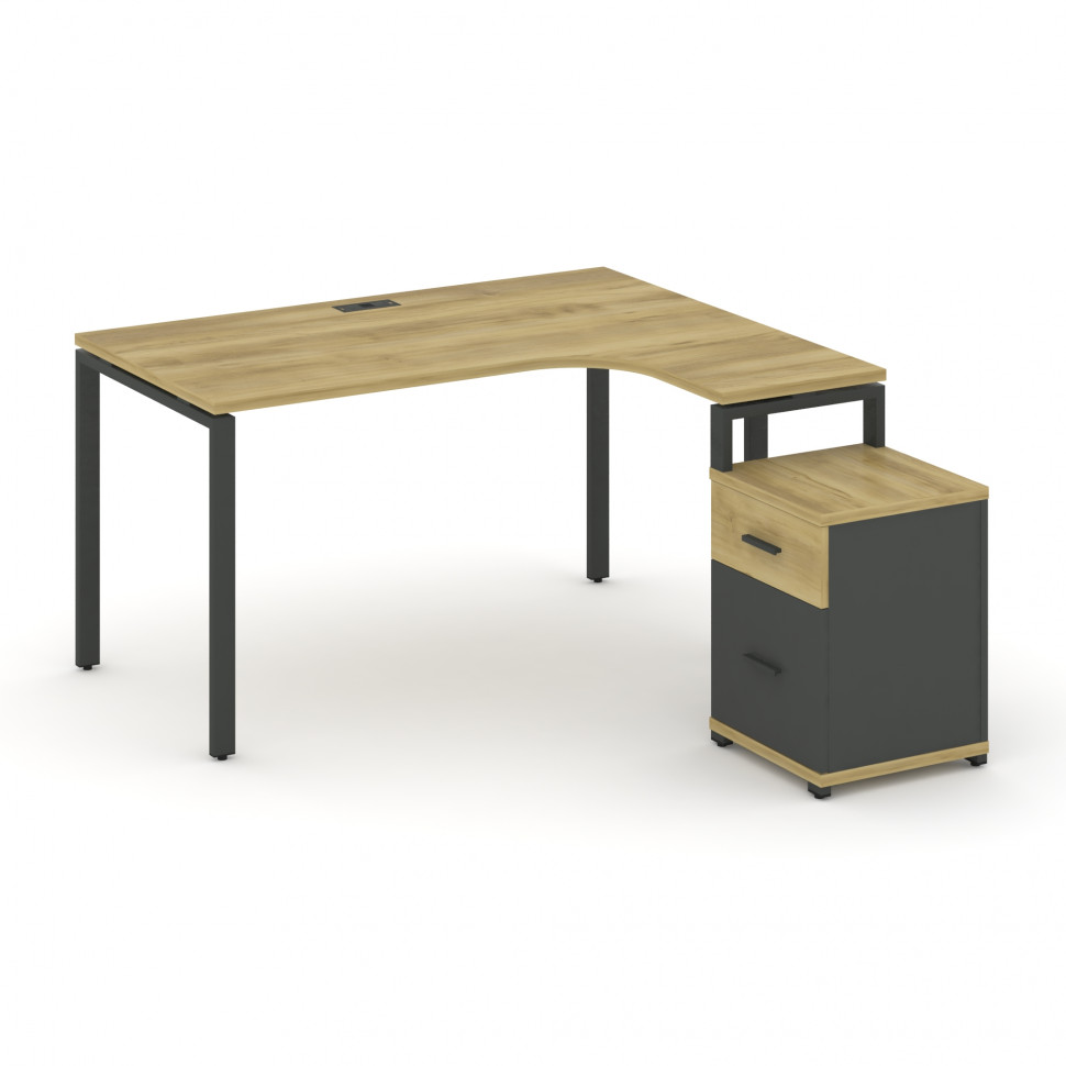 Concept Стол эргономичный с опорной тумбой CN.SA-306(R) A Дуб Винченцо/Антрацит/Металл Антрацит 1380 Concept Стол эргономичный с опорной тумбой CN.SA-306(R) A Дуб Винченцо/Антрацит/Металл Антрацит 1380