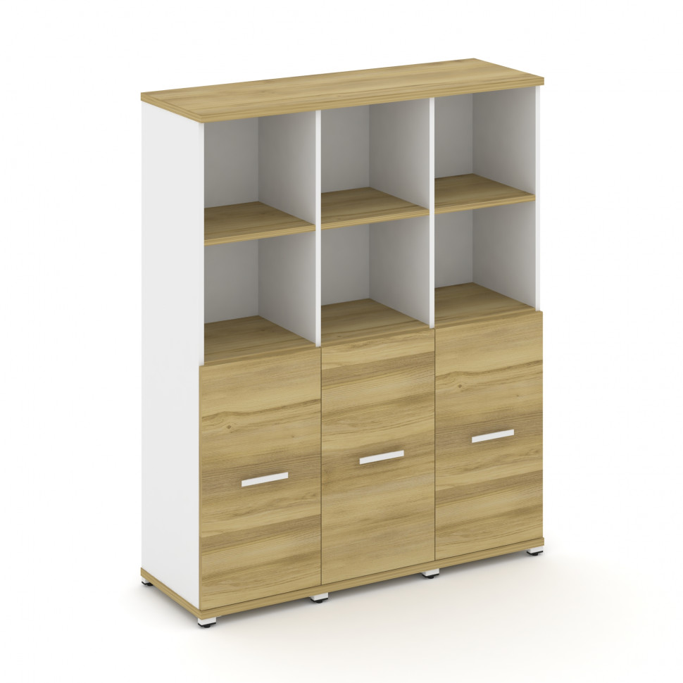 Concept Шкаф 3 узкие секции, 4 ниши CN.STU-431 W Дуб Винченцо/Белый Бриллиант/Металл Белый 1252*420*