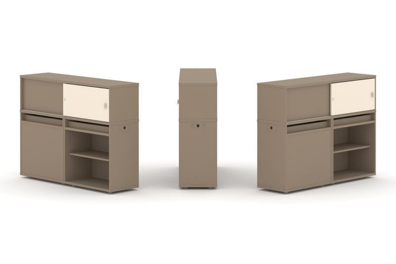 Estetica Набор №13. Тумба двойная+низкая надставка ES.NB.2N-13 Латте/Сатин 1500*410*1135