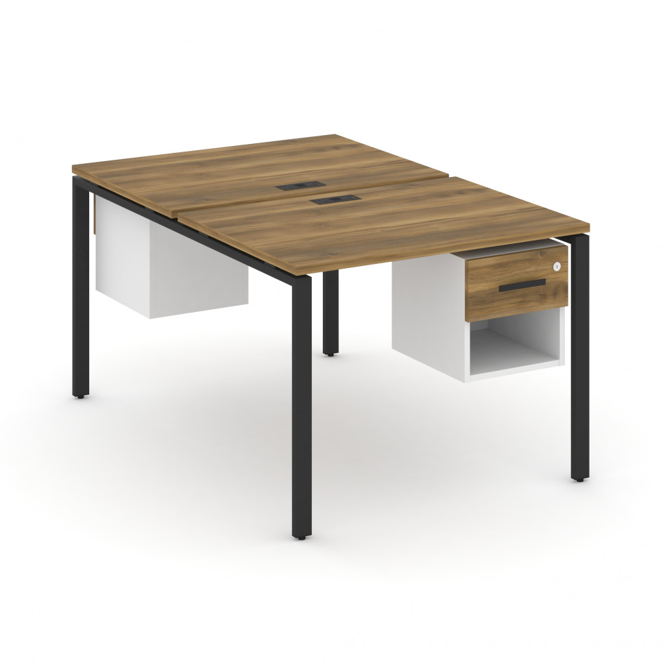 Concept Рабочая станция 2 сторонняя с подвесными тумбами на 2 места CN.DRS-117 B Сандал Янтарный/Бел