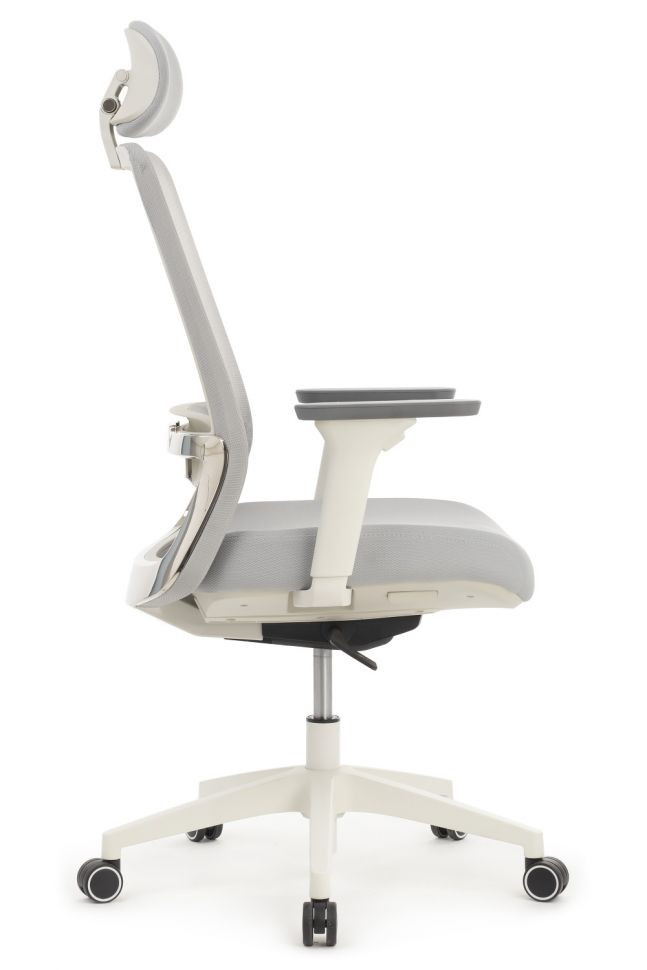 Кресло WORK W-218C white Светло-серый пластик/Светло-серая сетка 65-64-113-123