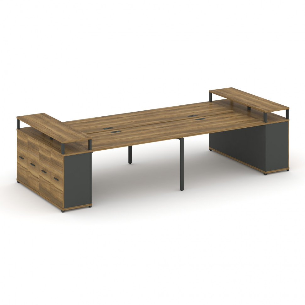 Concept Рабочая станция с опорными распаш. шкафами с верх. горизонтами  CN.DRS-267 A Сандал Янтарный