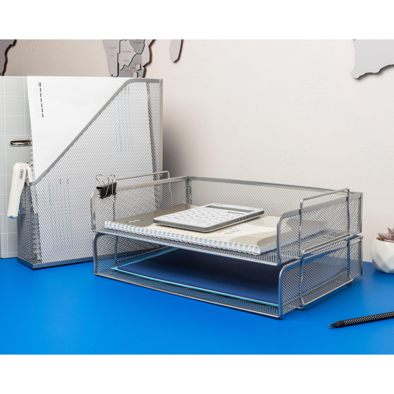 Лоток горизонтальный для бумаг Attache 80x360x248мм горизон мет сет сереб