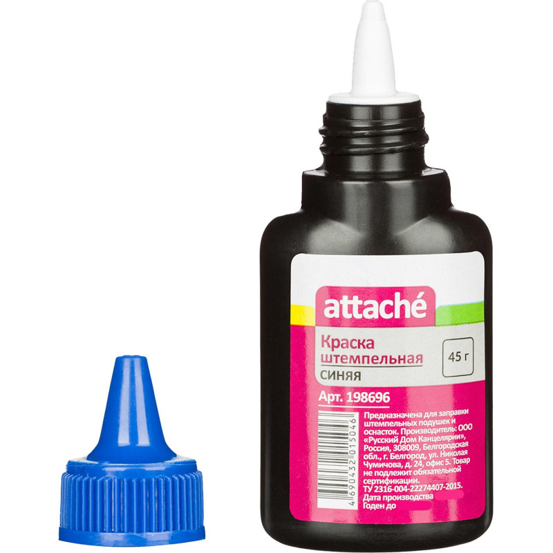 Краска штемпельная Attache синяя 45 гр Краска штемпельная Attache синяя 45 гр