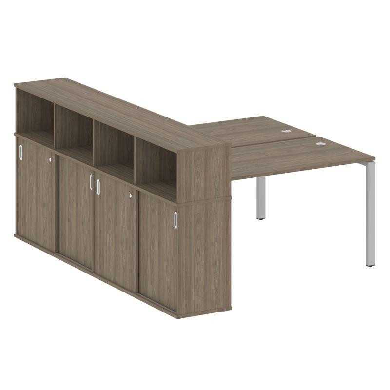 Metal System Рабочая станция с шкафом-купе на П-образном м/к БП.РС-СШК-4.3 Т Вяз Благородный/Металл