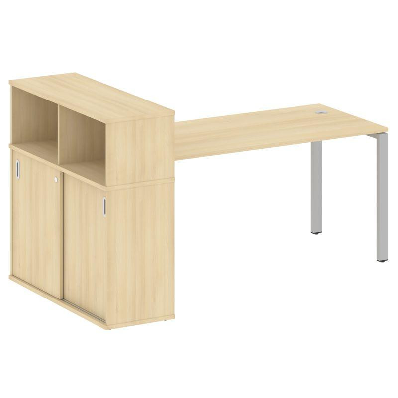 Metal System Стол письменный с шкафом-купе на П-образном м/к БП.РС-СШК-3.4 Т Акация Лорка/Металл Сер