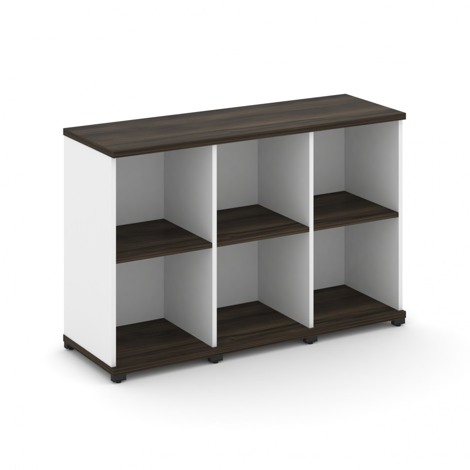 Concept Стеллаж 3 узкие секции, 2 ниши CN.STU-230 Дуб Мали/Белый Бриллиант/Металл Черный 1252*420*81