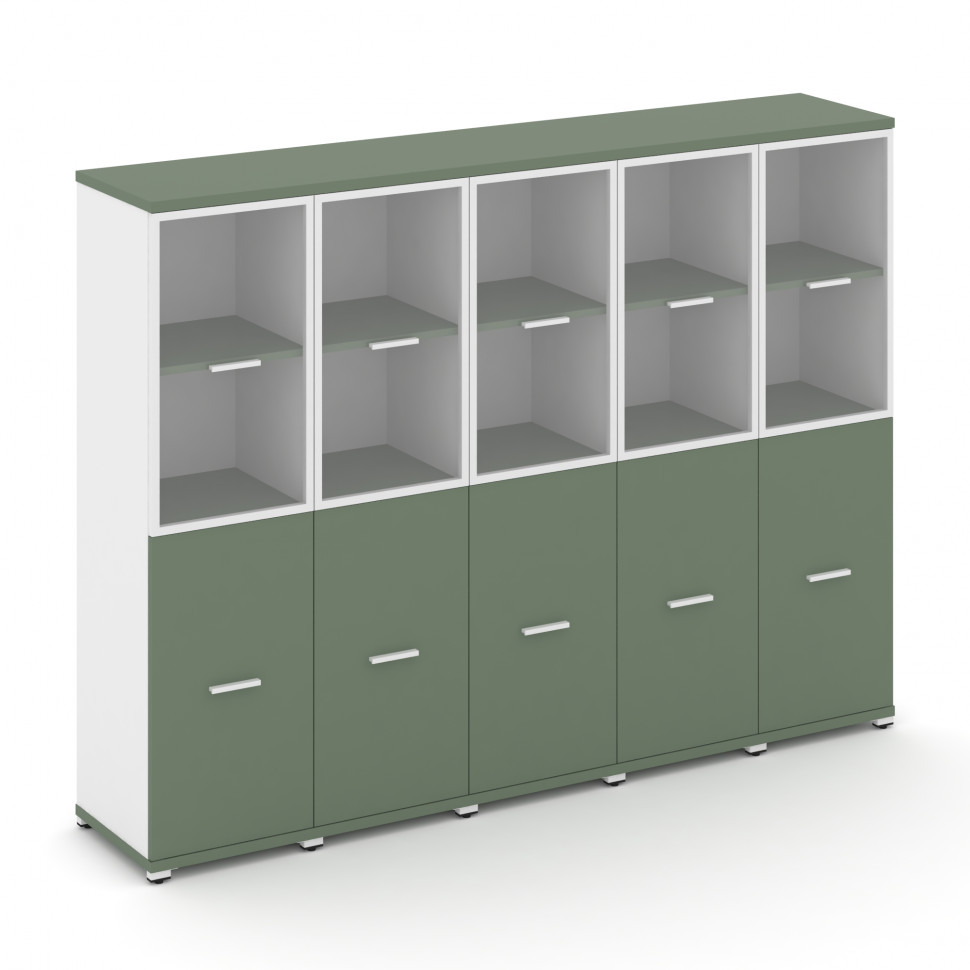 Concept Шкаф 5 узких секций, 4 ниши CN.STU-452 RPW W Кобо/Белый Бриллиант/Металл Белый/Прозрачный 20