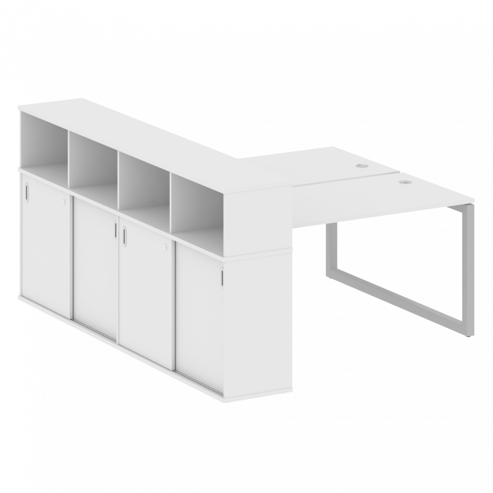 Metal System Quattro Рабочая станция с шкафом-купе на О-образном м/к 50БО.РС-СШК-4.3 Т Белый/Металл