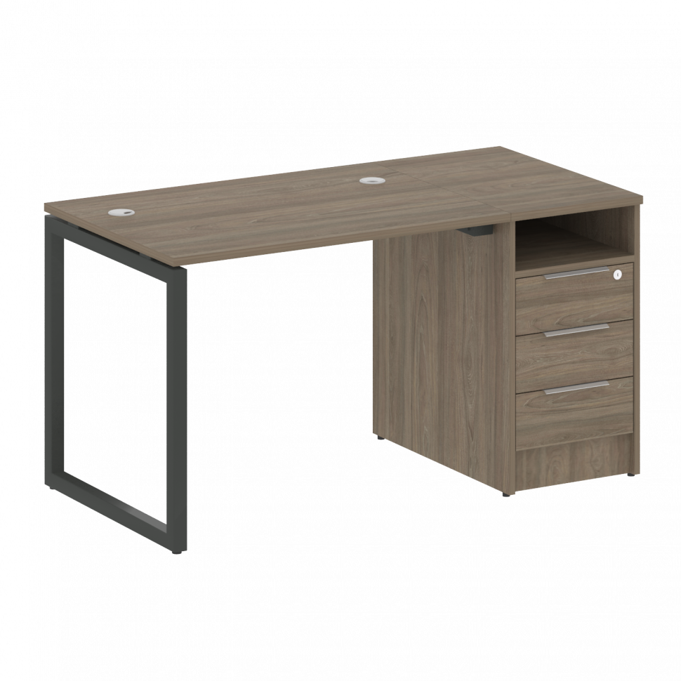Metal System Quattro Рабочая станция с тумбой на О-образном м/к 40БО.РС-СТП-1.1 Вяз Благородный/Мета