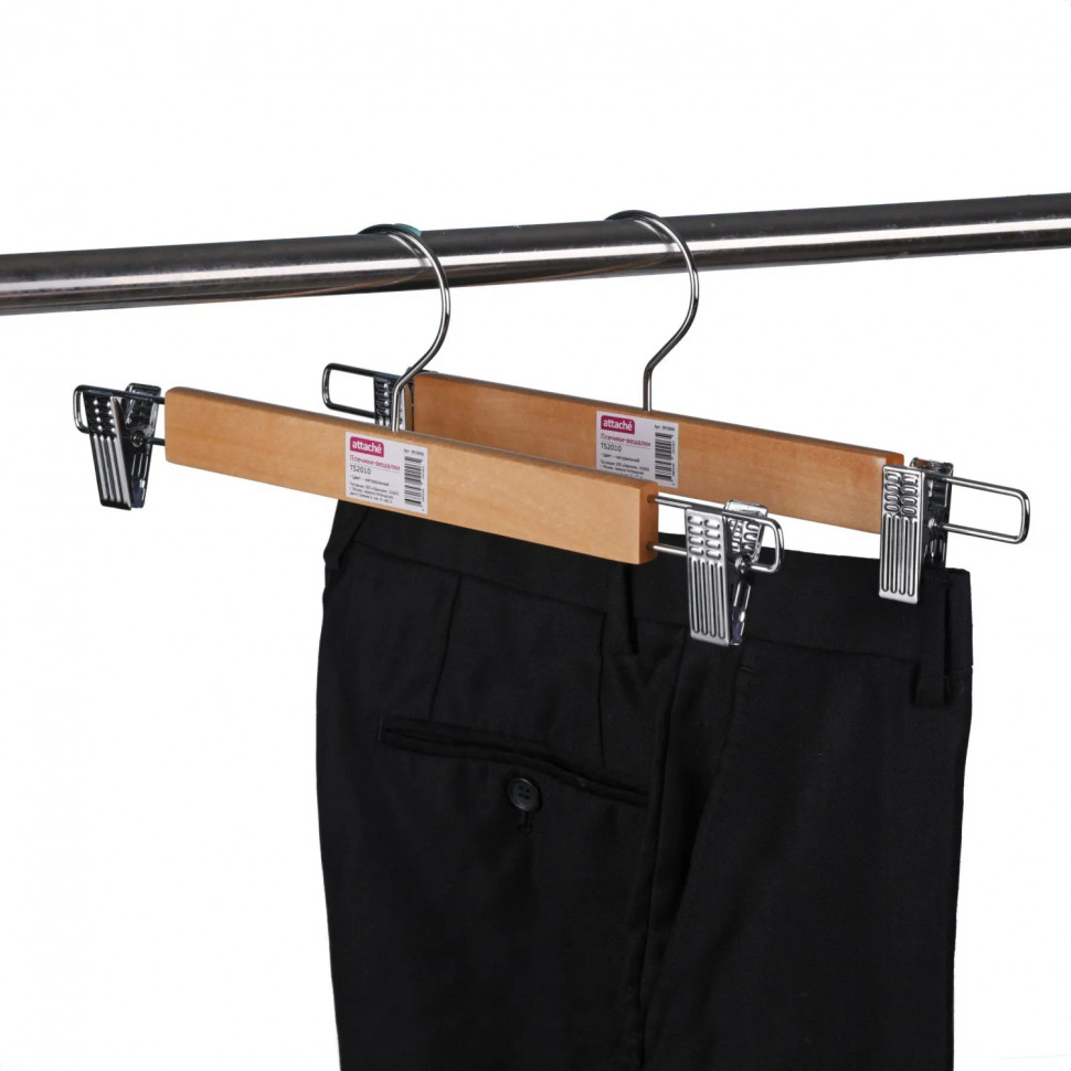 Вешалка-плечики WW_ LH040/TS2010 дерев,плос,юб/бр,клипс,р400 мм нат