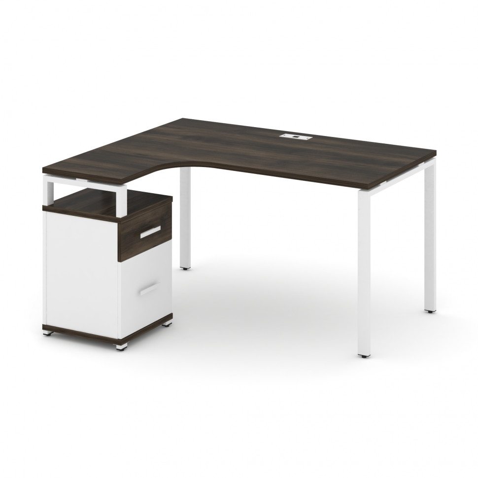 Concept Стол эргономичный с опорной тумбой CN.SA-306(L) W Дуб Мали/Белый Бриллиант/Металл Белый 1380 Concept Стол эргономичный с опорной тумбой CN.SA-306(L) W Дуб Мали/Белый Бриллиант/Металл Белый 1380