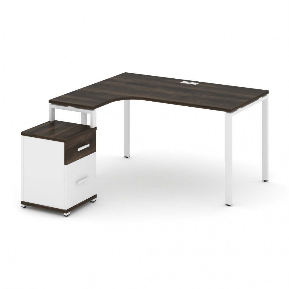 Concept Стол эргономичный с опорной тумбой CN.SA-306(L) W Дуб Мали/Белый Бриллиант/Металл Белый 1380 Concept Стол эргономичный с опорной тумбой CN.SA-306(L) W Дуб Мали/Белый Бриллиант/Металл Белый 1380