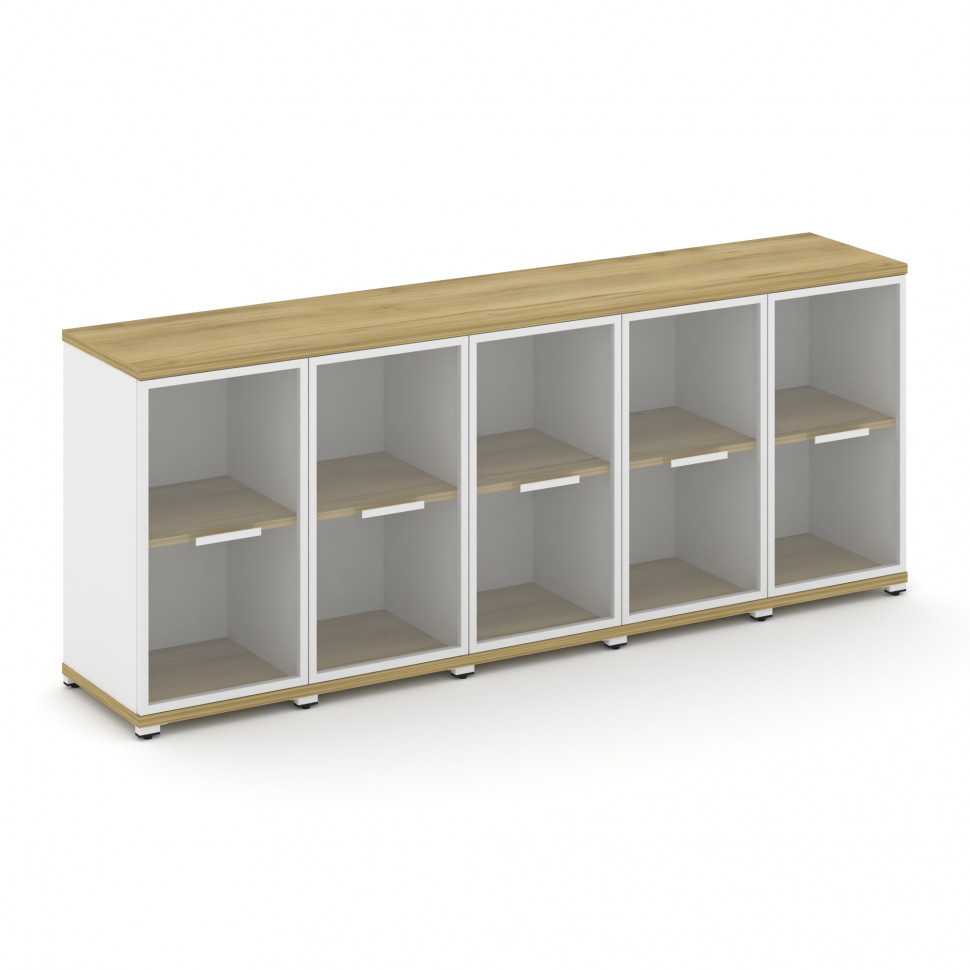 Concept Шкаф 5 узких секций, 2 ниши CN.STU-253 RPW W Дуб Винченцо/Белый Бриллиант/Металл Белый/Прозр