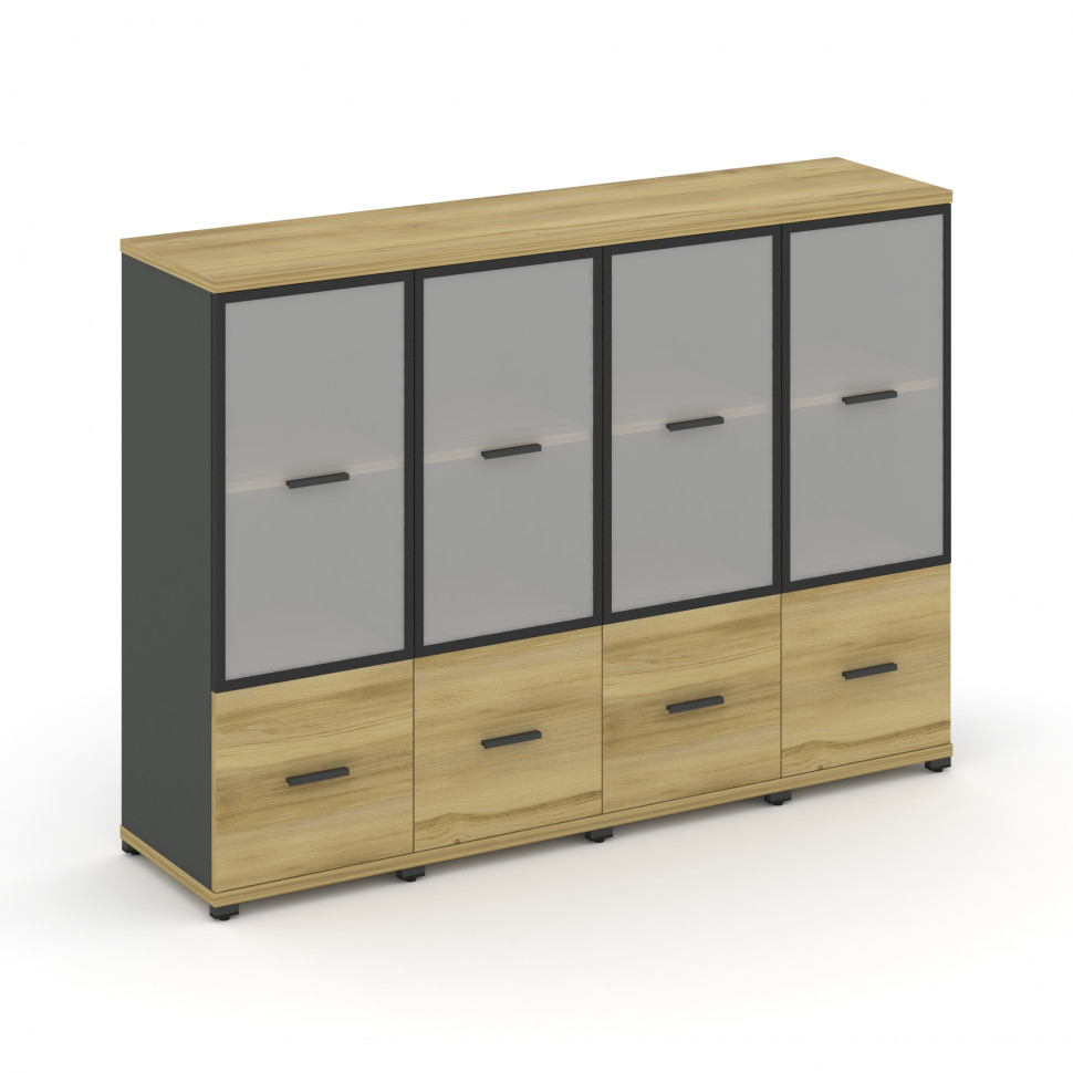 Concept Шкаф 4 узкие секции, 3 ниши CN.STU-342 RMB A Дуб Винченцо/Антрацит/Металл Антрацит/Сатин 166