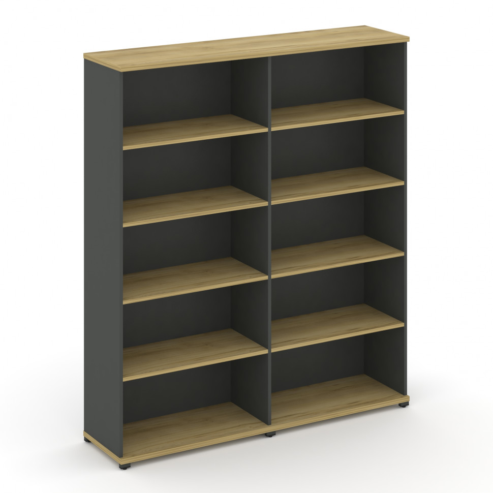 Concept Стеллаж 2 широкие секции, 5 ниш CN.STS-520 Дуб Винченцо/Антрацит/Металл Антрацит 1668*420*19