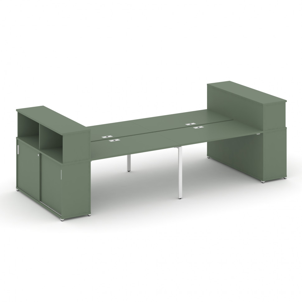 Concept Рабочая станция с опорными шкафами-купе с надставкой низ. CN.DRS-282 W Кобо/Металл Белый 320