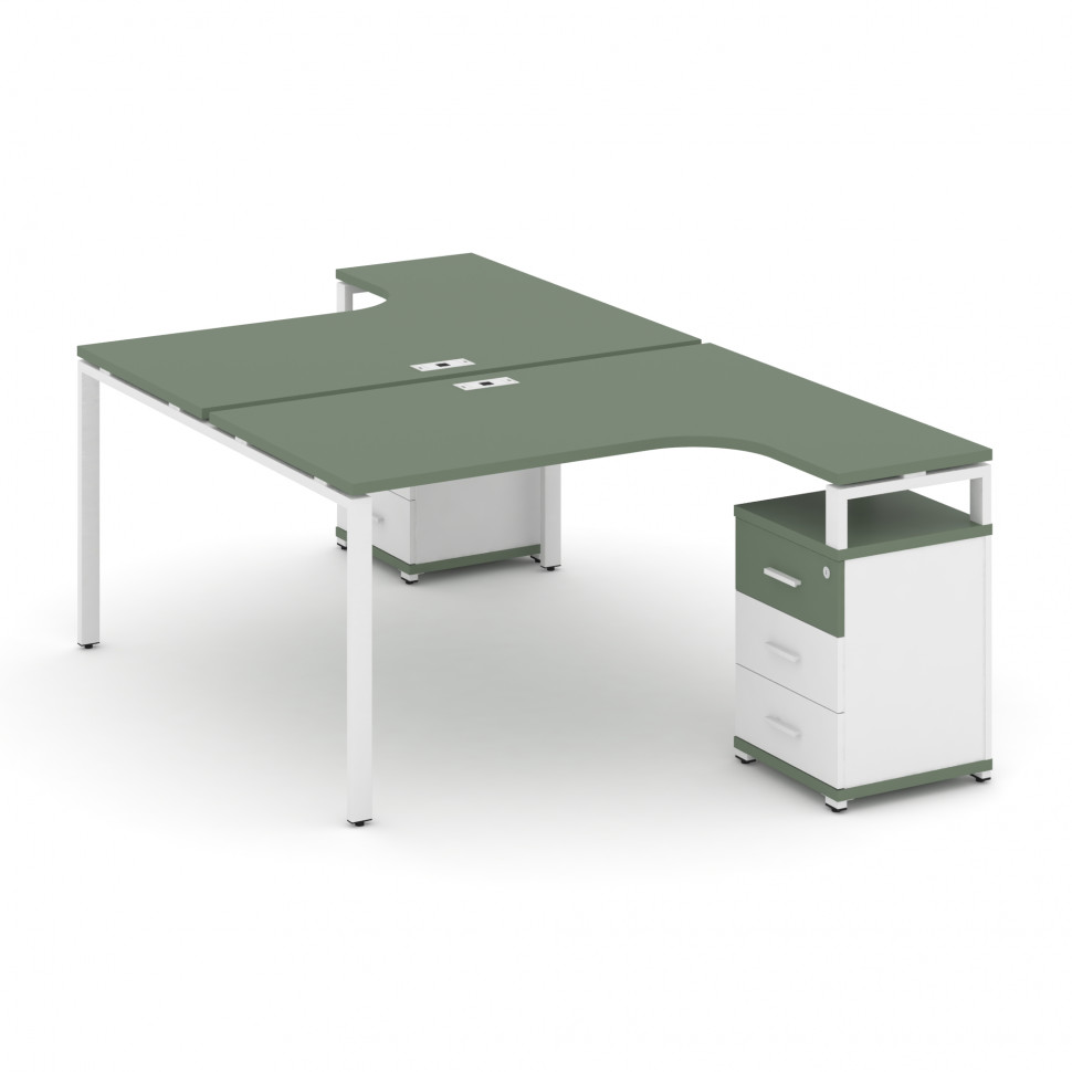 Concept Рабочая станция с 2 опорными тумбами CN.DSA-305 W Кобо/Белый Бриллиант/Металл Белый 1380*240