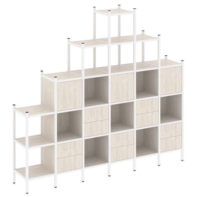 Loft Прямой стеллаж VR.L-24 Денвер Светлый/Металл Белый 2526*446*2280 Loft Прямой стеллаж VR.L-24 Денвер Светлый/Металл Белый 2526*446*2280