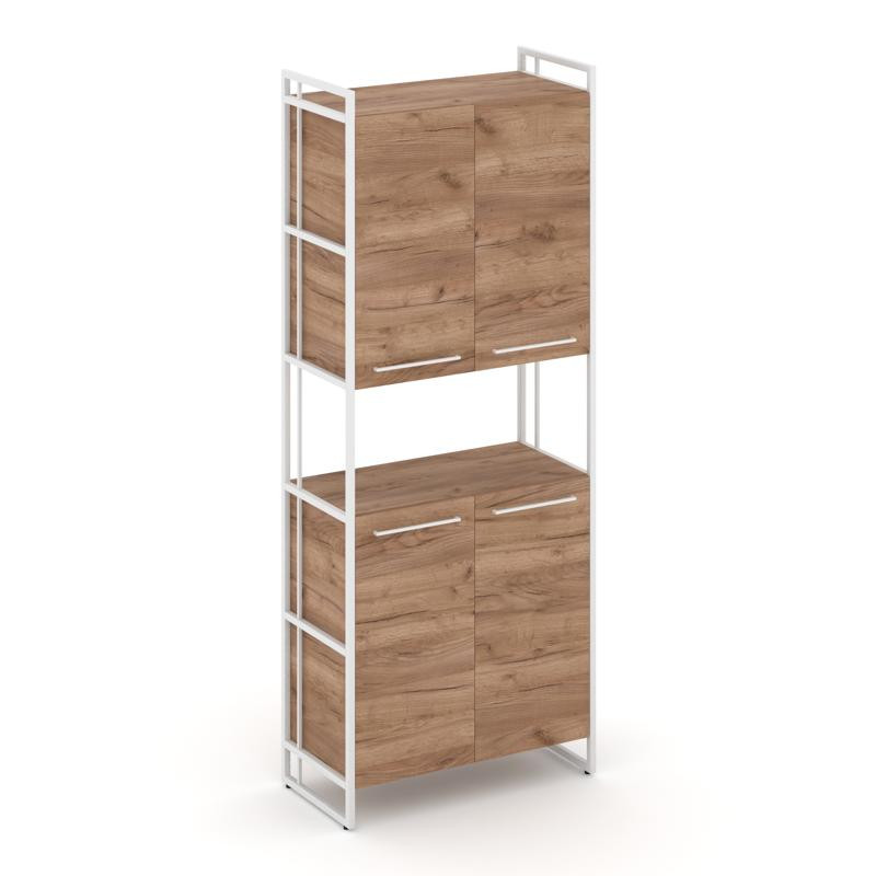 Rift Шкаф 5 ниш широкий RF.SS-52 Дуб Табак/Металл Белый/Белый Ручки 798*396*2010