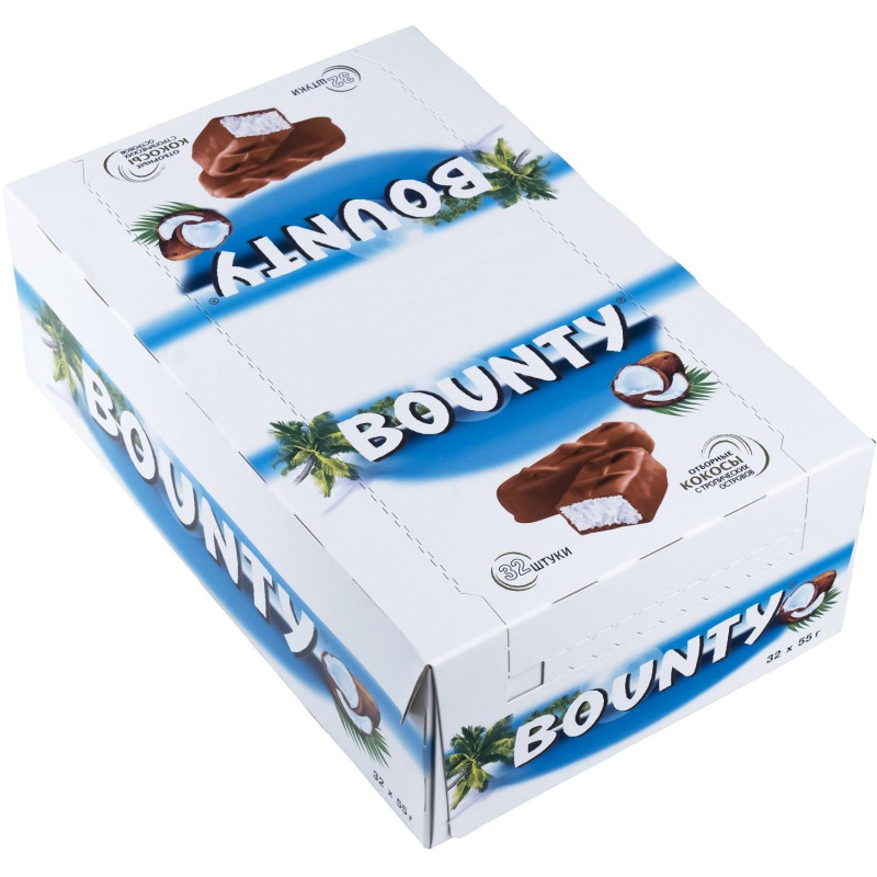 Шоколадный батончик Bounty, 55гх32шт/уп