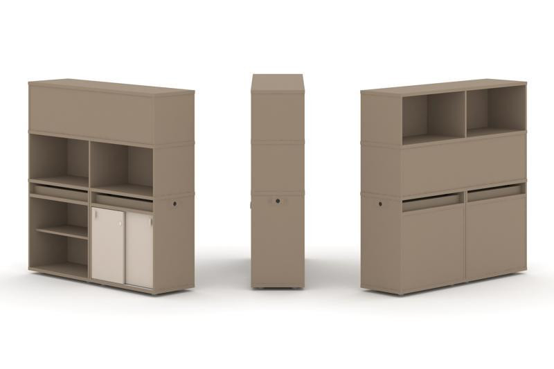 Estetica Набор №13. Тумба двойная+высокая надставка ES.NB.2V-13 Латте/Капучино 1500*410*1520