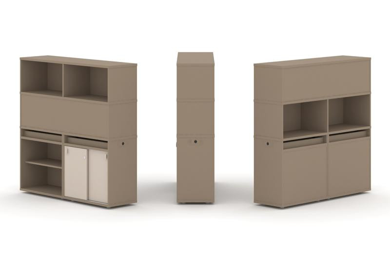 Estetica Набор №13. Тумба двойная+высокая надставка ES.NB.2V-13 Латте/Капучино 1500*410*1520