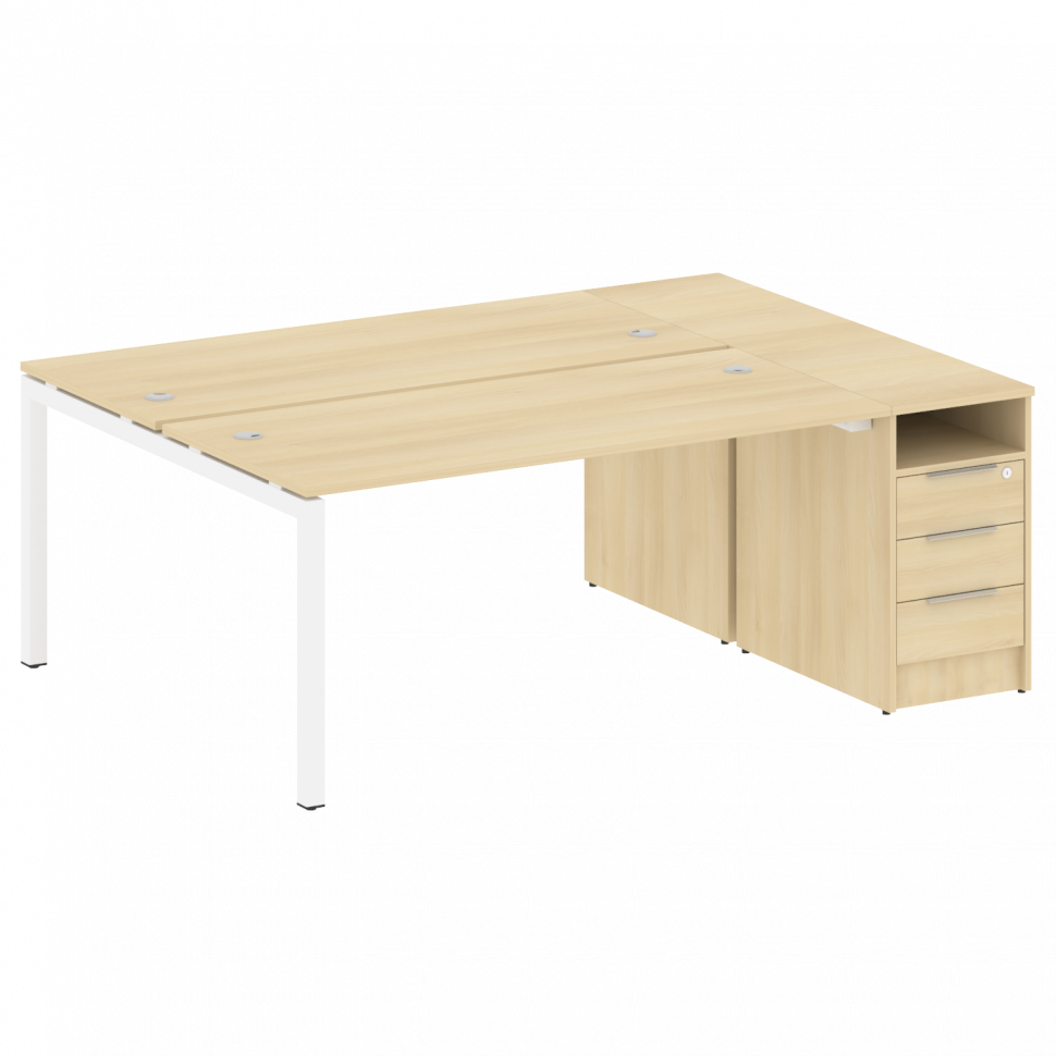 Metal System Quattro Рабочая станция с тумбой на П-образном м/к 50БП.РС-СТП-2.4 Акация Лорка/Металл