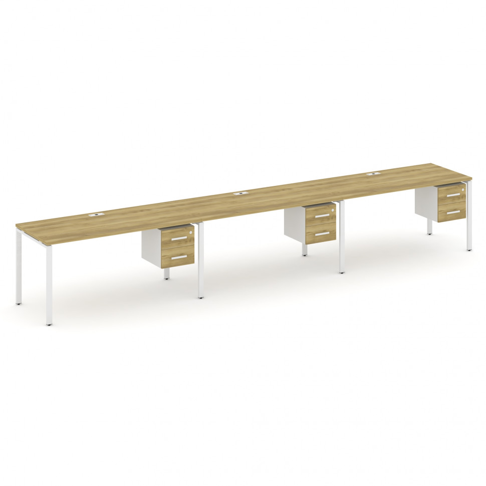 Concept Рабочая станция односторонняя с подвес. тумбами 3 места CN.ORS-136 W Дуб Винченцо/Белый Брил