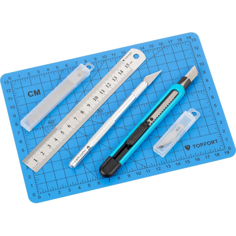 Набор для вырезания TOPFORT A5, нож макет, нож 9 мм, линейка, лезвия
