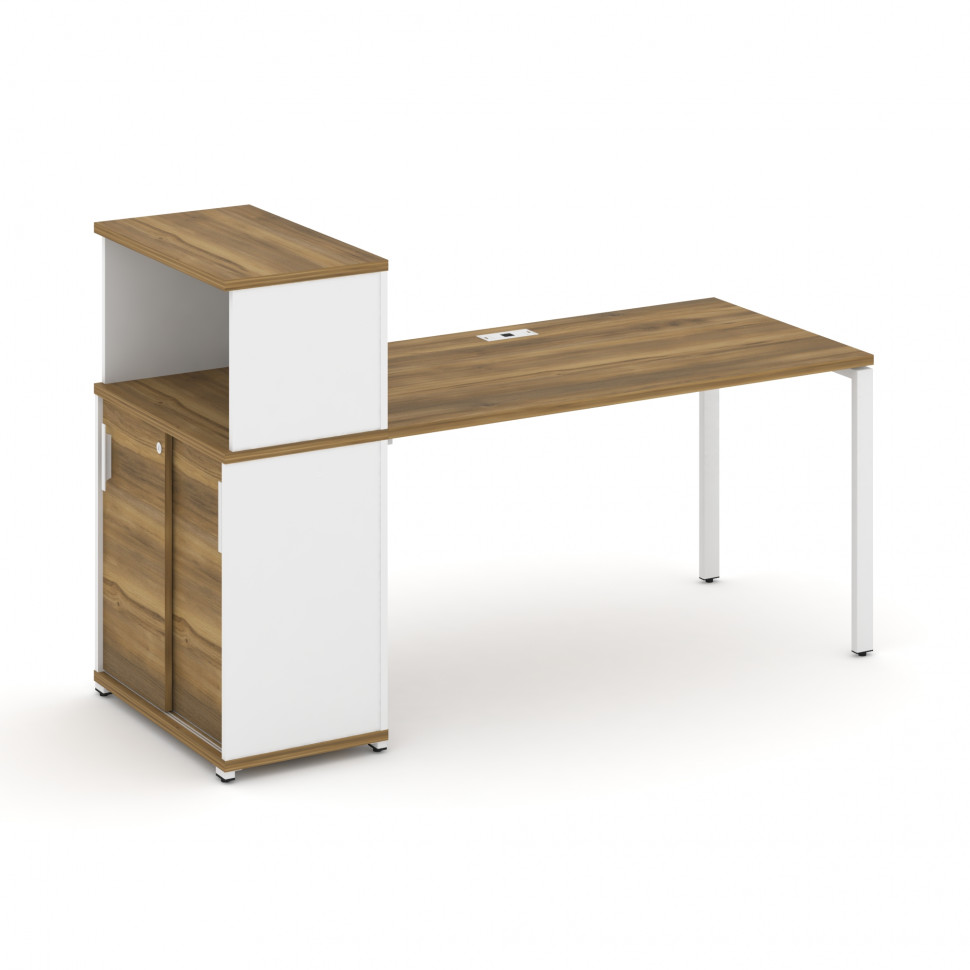 Concept Стол рабочий с опорным шкафом-купе с надставкой низ. CN.SP-239 W Сандал Янтарный/Белый Брилл Concept Стол рабочий с опорным шкафом-купе с надставкой низ. CN.SP-239 W Сандал Янтарный/Белый Брилл