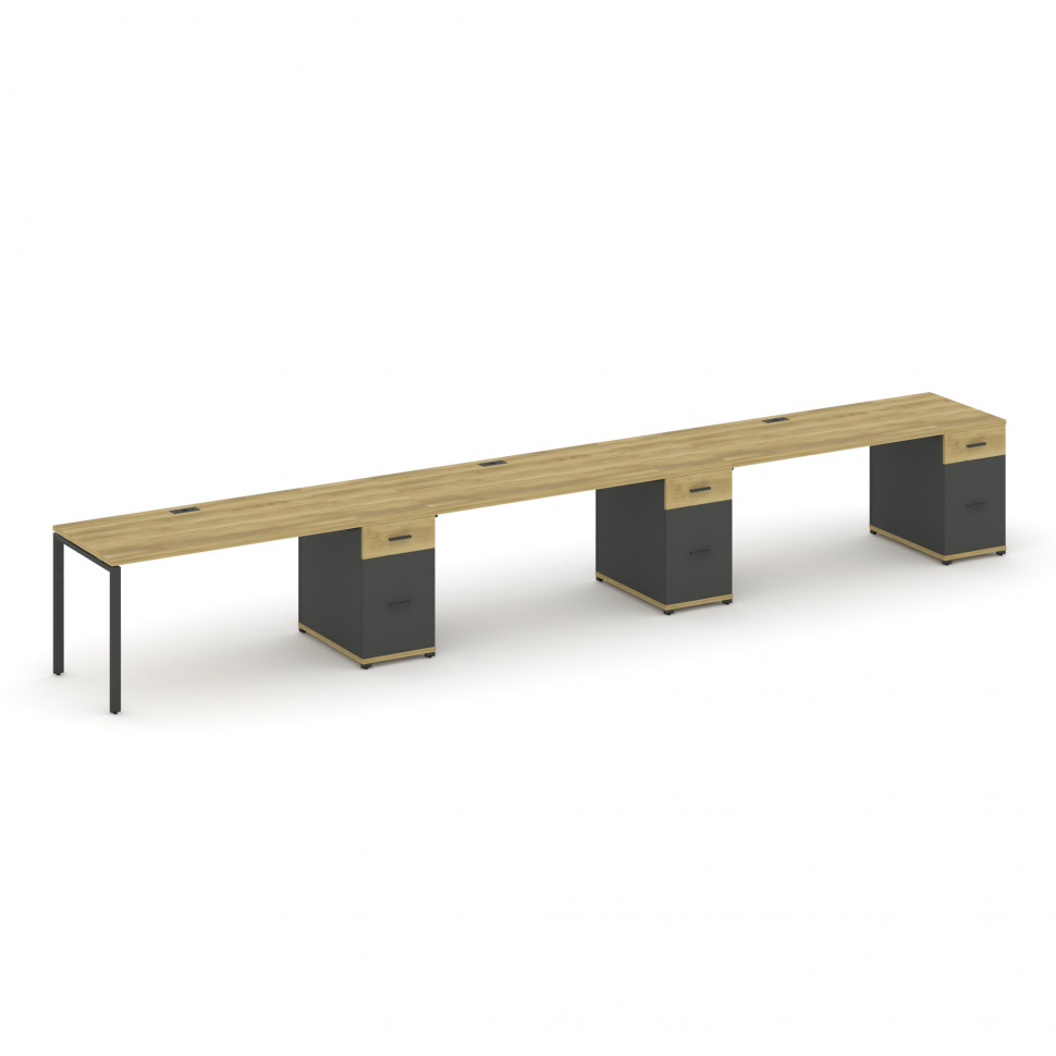 Concept Рабочая станция 3 места с 3 опорными тумбами CN.ORS-445 A Дуб Винченцо/Антрацит/Металл Антра Concept Рабочая станция 3 места с 3 опорными тумбами CN.ORS-445 A Дуб Винченцо/Антрацит/Металл Антра
