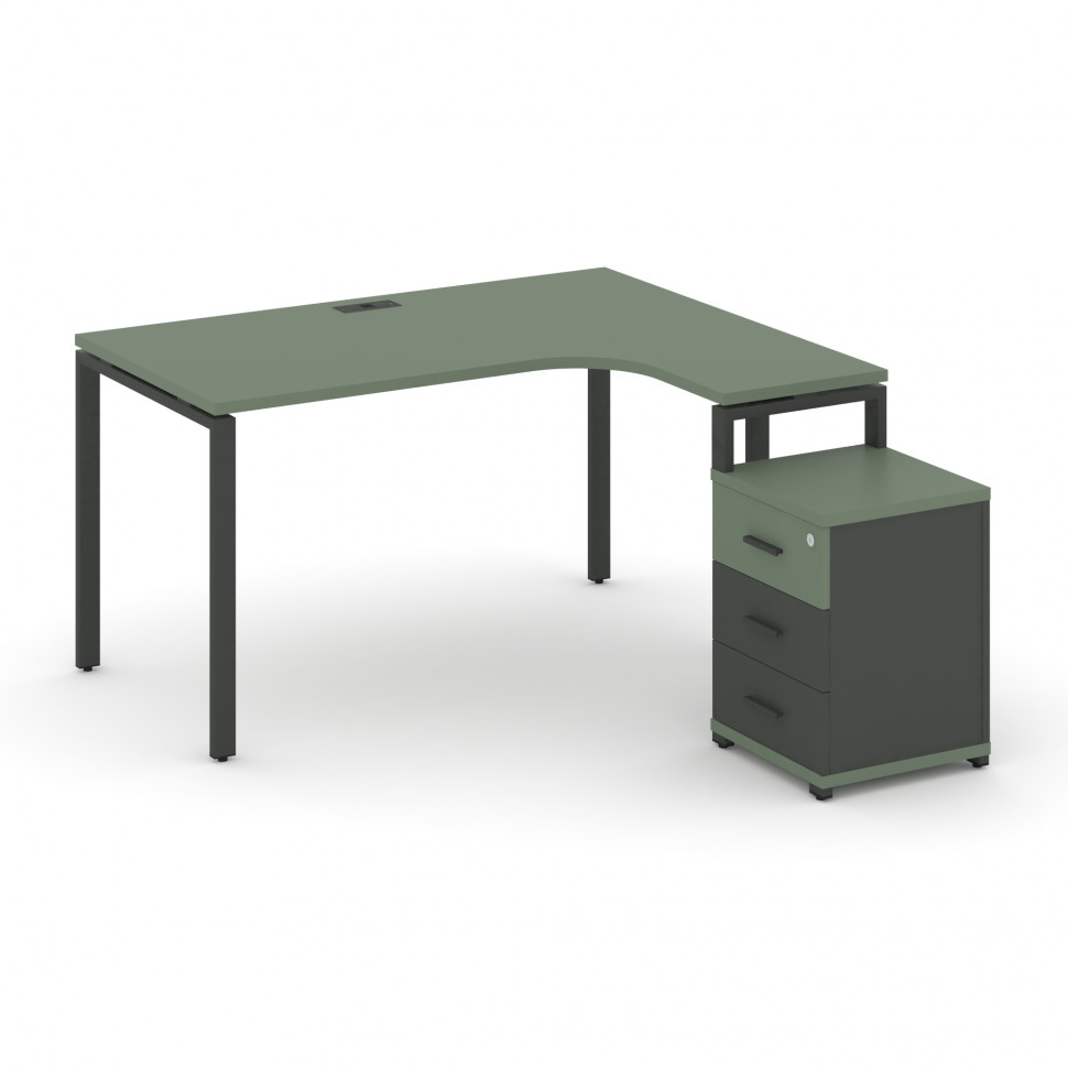 Concept Стол эргономичный с опорной тумбой CN.SA-305(R) A Кобо/Антрацит/Металл Антрацит 1380*1180/15