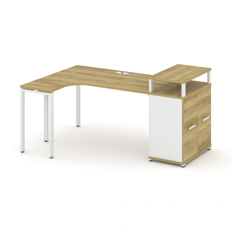 Concept Стол эргономичный с опорным распаш. шкафом с верх. горизонтом CN.SA-211(L) W Дуб Винченцо/Бе Concept Стол эргономичный с опорным распаш. шкафом с верх. горизонтом CN.SA-211(L) W Дуб Винченцо/Бе