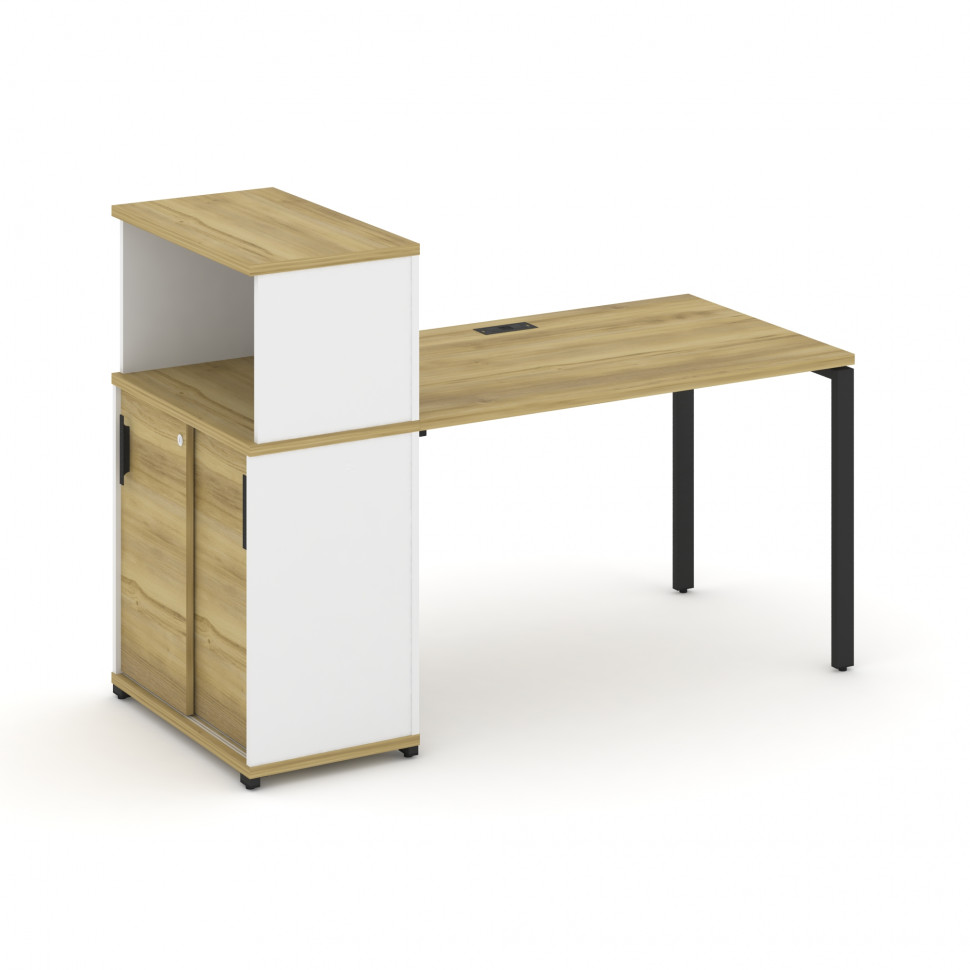 Concept Стол рабочий с опорным шкафом-купе с надставкой низ. CN.SP-238 B Дуб Винченцо/Белый Бриллиан Concept Стол рабочий с опорным шкафом-купе с надставкой низ. CN.SP-238 B Дуб Винченцо/Белый Бриллиан